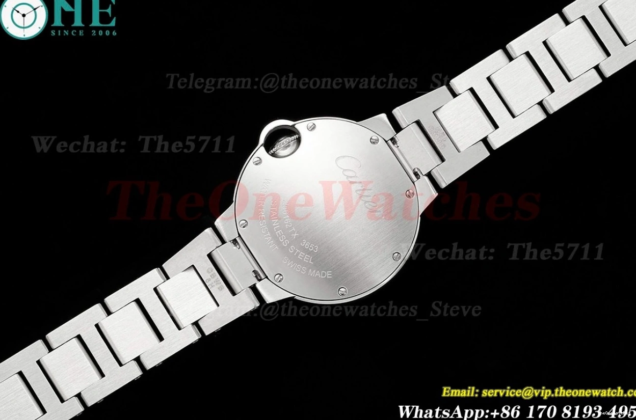 White Dial AF SS Bleu SS Cartier Ballon De Quartz 33mm 0327